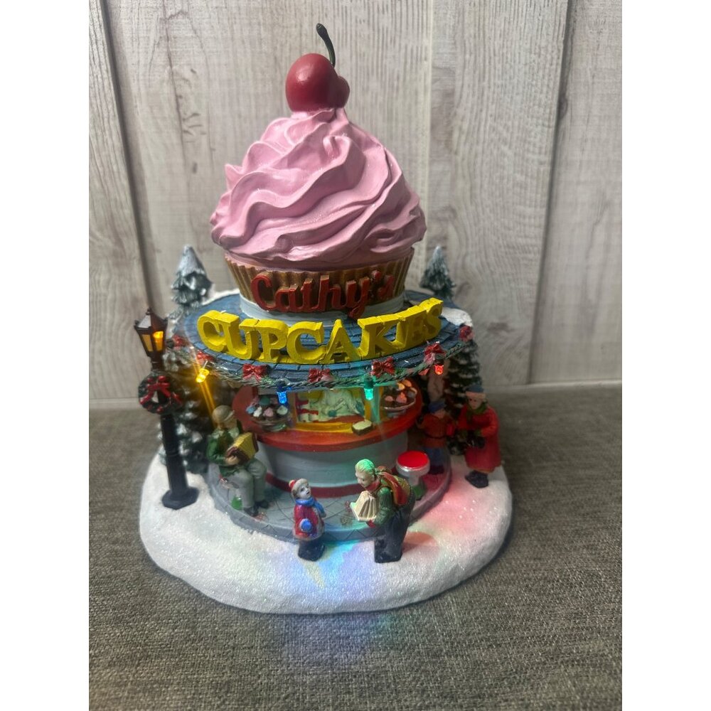 Moments In Time Christmas Village Building Cupcake Shop w/ LED Lights & Music